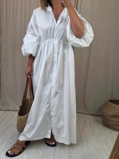 فستان بأكمام منفوخة 