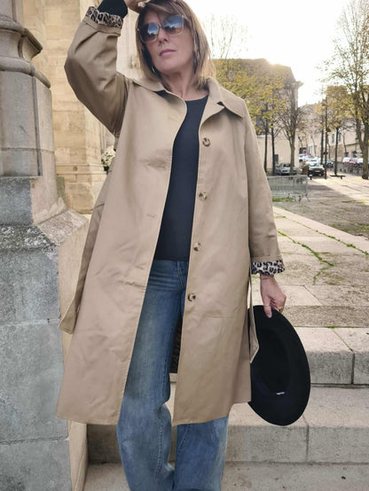 معطف ترنش بنقشة جلد النمر 