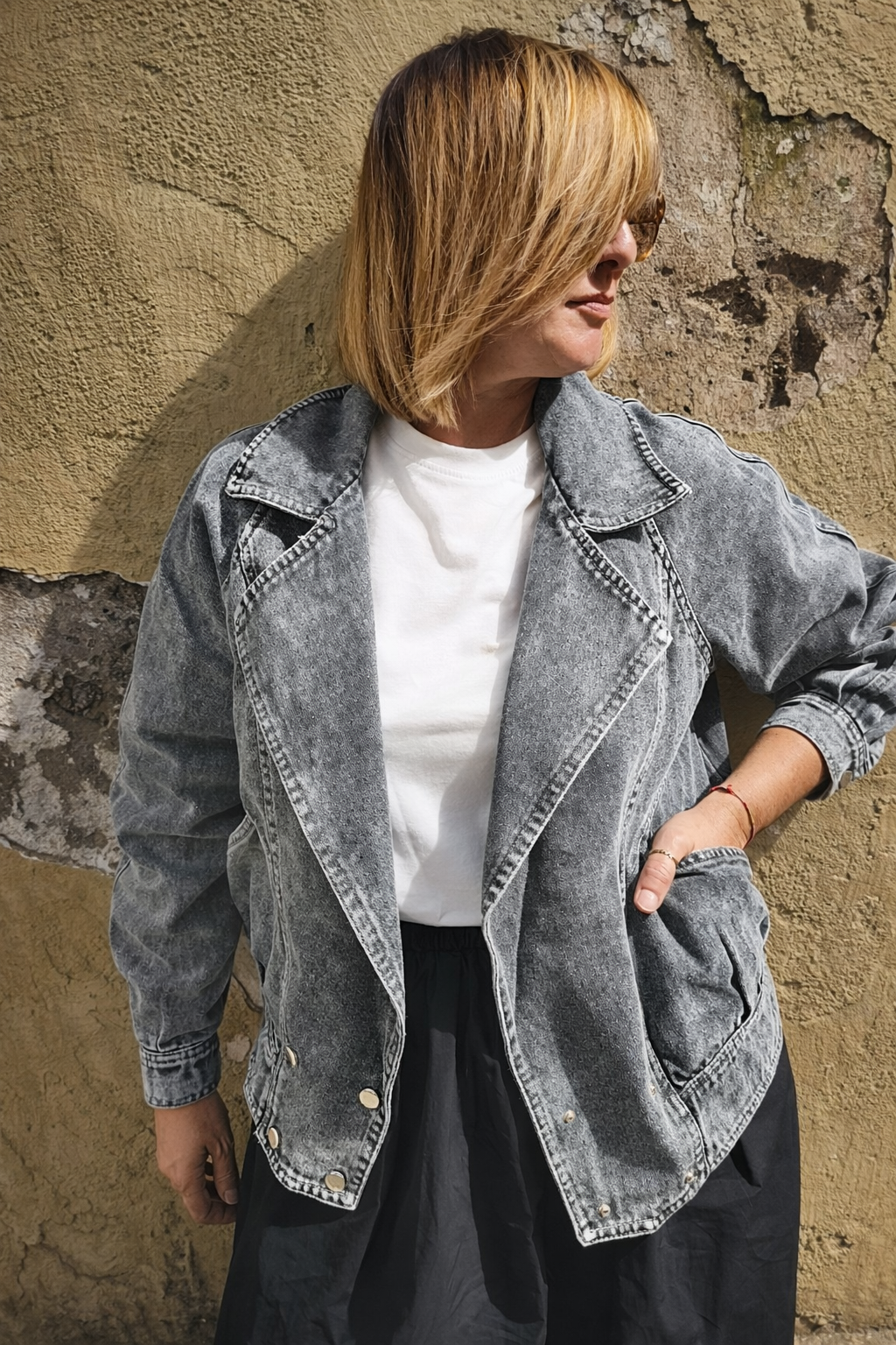 Veste jean grise