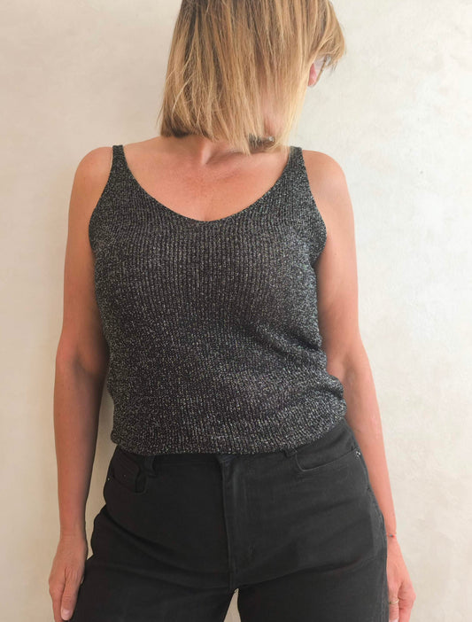 Top irisé noir
