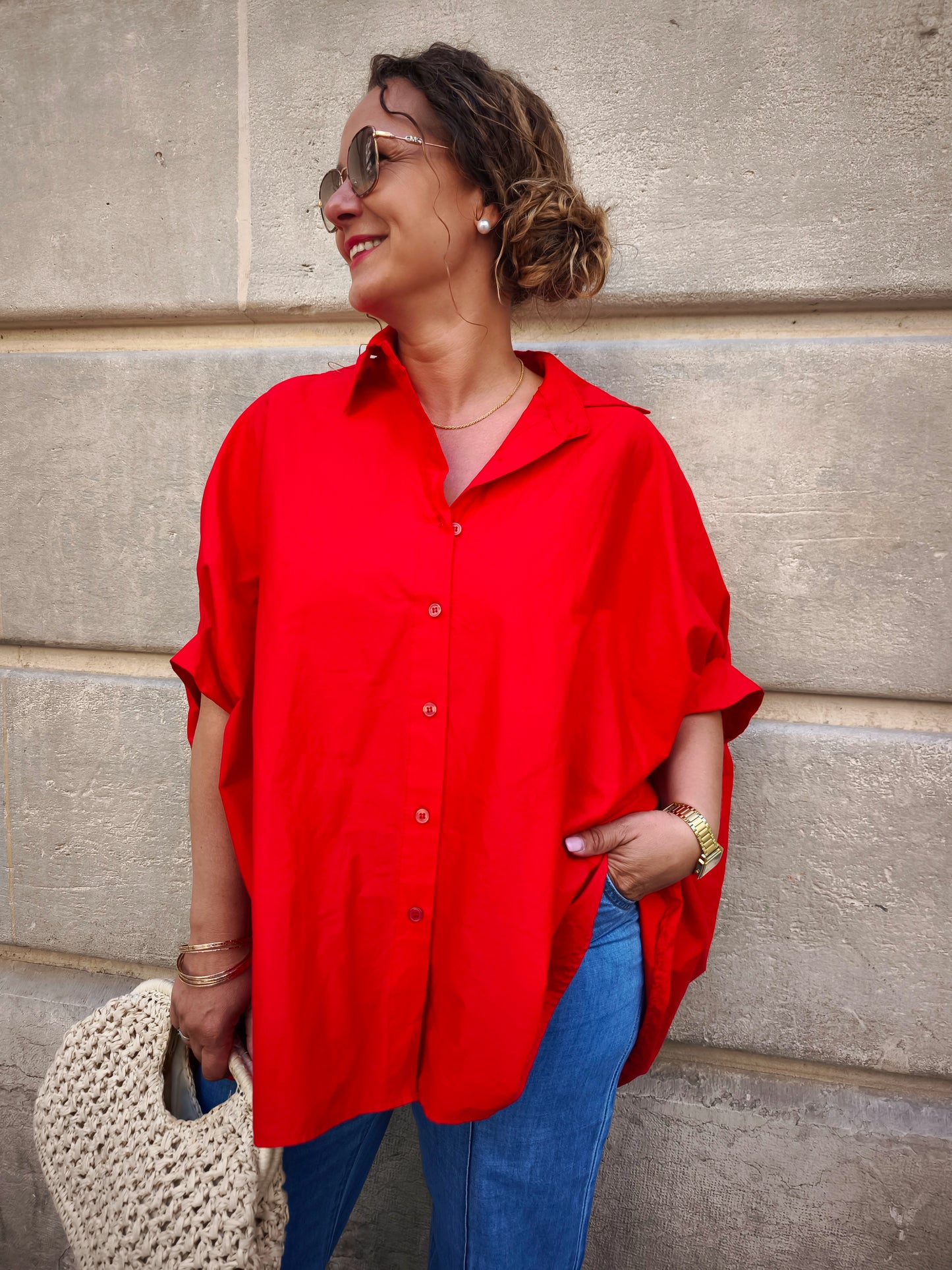 Blouse oversize rouge