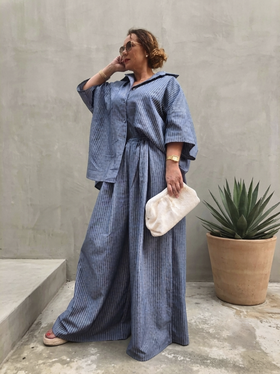 Ensemble rayé bleu